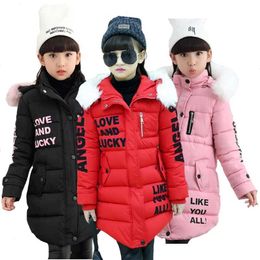 Bestand tegen de ernstige koude dikke houden warme winterjas voor meisjes brief hooded kinderen bovenkleding tiener lange windjas jas 211011