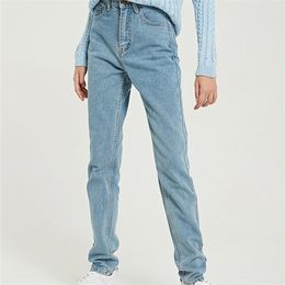 Wixra Basic Jeans Soft Pants Harem Vrouw rechtstreeks allemaal match hoge taille femme lange denim broek voor vrouwen plus maat 220701