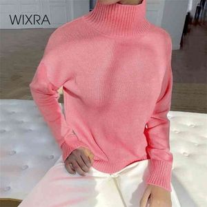 Wixra Basic Turtleneck Sweaters Femmes Pull Jumper Coréen Chic Mode Automne Hiver Dames Solid Knitwear Top 210917