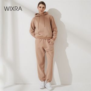 Wixra sweats à capuche coton haute qualité solide sweats à capuche haut à manches longues automne hiver décontracté Streetwear femmes 210927