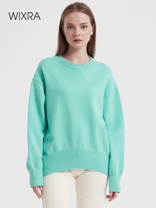Wixra Knit Sweater en Jumper O Neck Tops Pullovers Casual Hight Street Vrouwen lange mouw Allmatch Loose Sweater 220815