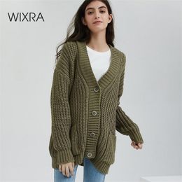 Wixra gebreide dikke vesttrui dames zakken massieve dikke tops kleding stijlvolle trui voor vrouwelijke herfst winter 210204
