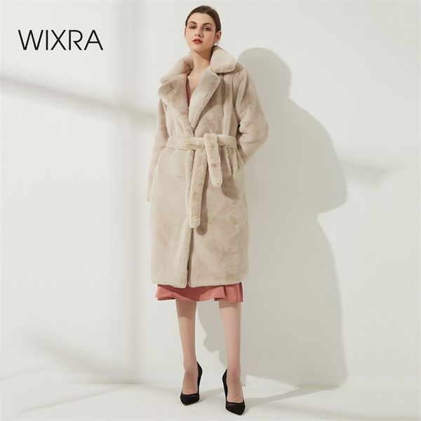 Wixra Dames Faux Cuir Longs Manteaux Femme Poches Doux Fourrure De Vison Femmes À La Mode Rue Style Lâche Court Outwear Hiver 210927