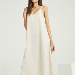 Wixra sexy riem backless satijn jurk losse jurken lente zomer mouwloze basis solid dames kleding 220423