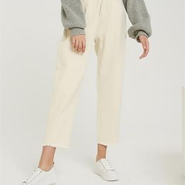 WIXRA stijlvolle effen casual dames broek hoge taille zakken lange broek lente herfst dames jeans onder 2111124