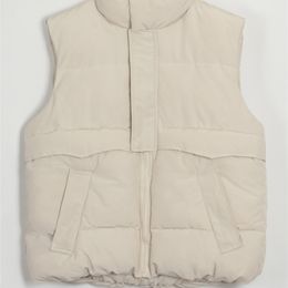 WIXRA Dames Solid Warm Vest Zipper Mouwloze Zakken Dikke Jas Losse Uitloper Herfst Winter Koreaanse Mode Top 211120