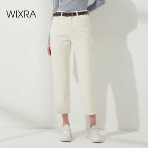 Wixra, pantalones vaqueros para mujer con fajas, ropa de calle informal de cintura alta, pantalones vaqueros holgados con botones y bolsillos para mujer, primavera otoño 210706