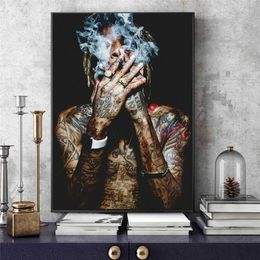 Wiz Khalifa Rap musique Hip-Hop Art tissu affiche impression mur photos pour salon décor toile peinture affiches et impressions 3097