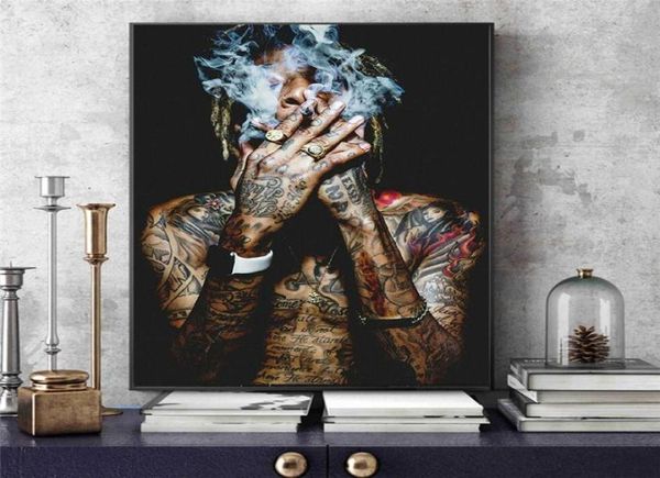 Wiz Khalifa Rap Music HipHop Art Póster de tela impreso cuadros de pared para decoración para sala de estar pintura en lienzo carteles e impresiones 2275372