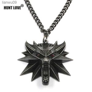 Wizard Book Series Wolf Head Medallion Hanger Ketting Wild Hunt Monster Cosplay Uncivilized Games Animal Wolf Chain Ketting L230704