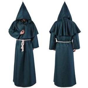 Wizard Kostuum Halloween Cosplay Middeleeuwse Monnik Friar Robe Priester Oude Kleding Christian Suit Y0913