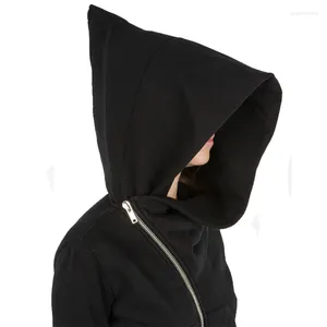 Tovenaarshoed schuine rits punk rock hoodies hiphop streetwear gotische stijl diagonale zip-up zwarte mantel hoodie jas voor mannen dames1044887