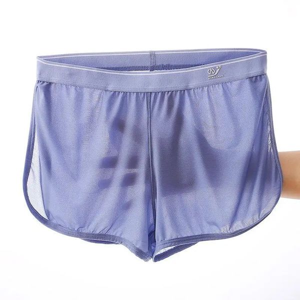 Wj sexy sleep bottoms hommes shorts glacés maille en soie respirant boxers boxers transparents usure sous-pants 240419