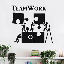 WJWY teamwerk motivatie decor voor kantoormedewerker puzzel muurstickers moderne interieur decoratie kunst vinyl sticker 220607