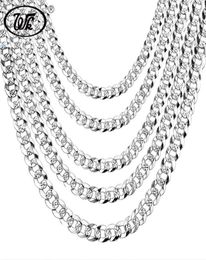 WK 100 925 Sterling Silver Mens Silver Chain Necklace Men Hip Hop Rapper Curb Cuban Link Chain Male 4mm 6 mm 20 22 26 "NM0053674752