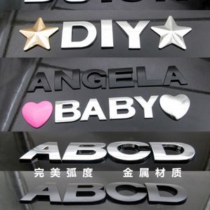 WL Nieuwe 44mm 3D DIY Letters Alfabet Embleem Chrome en Black Car Sticker Digital Badge Logo Motorcycle