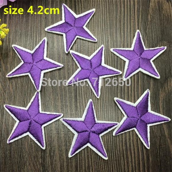 WL nouveauté 50 pièces couleur violette petite étoile patchs brodés fer sur dessin animé Motif Applique broderie accessoire284N