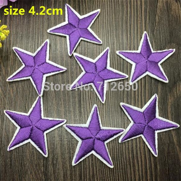 WL nouveauté 50 pièces couleur violette petite étoile patchs brodés fer sur dessin animé Motif Applique broderie accessoire192F