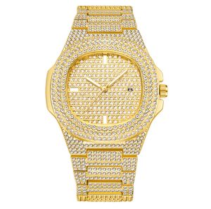 WLISTH Marca Fecha Cuarzo Relojes para mujer para hombre Luz de lujo Cristal completo Diamante Reloj luminoso Esfera ovalada Bling Relojes de pulsera unisex