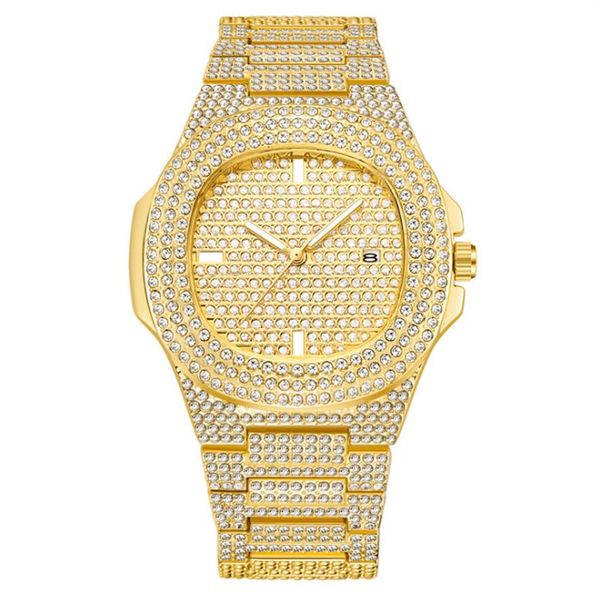 WLISTH Marque Date Quartz Hommes Femmes Montres Lumière De Luxe Plein Cristal Diamant Montre Lumineuse Cadran Ovale Bling Unisexe Montres301o