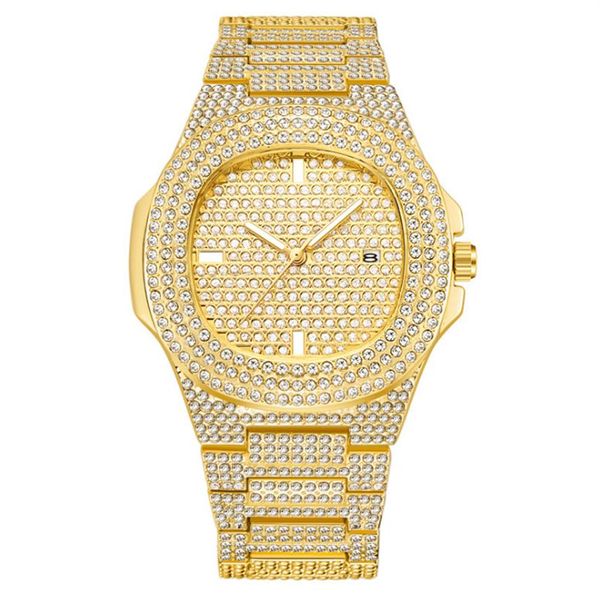 Wlisth Date de marque Quartz pour hommes montres féminines luxueuses Luxury Crystal Full Diamond Luminal Watch ovale Dial Bling Unisexe Wrist Wrists224S
