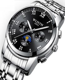 Reloj de hombre de cuarzo de la marca Wlisth con subdietas no laborales vida luminosa Life impermeable pulsera de acero inoxidable Mundial Wat4966669