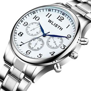 Wlisth Business Men's Watch Band Steel Band Fake Three Eyes Fashion Quartz Watch Belt Watch Men's Watch