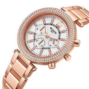 Diamond horloge modieuze en elegante kalender dameshorloge grote dial night glow waterdichte dameshorloge stalen band horloge