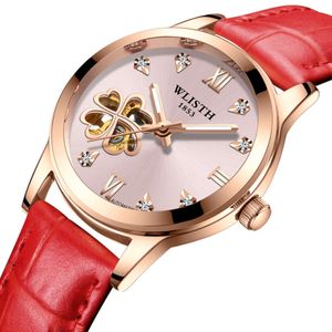 Nieuwe Clover Women's Watch waterdicht en modieus holle volledig automatische mechanische horlogebelt dameshorloge nachtglow dameshorloge