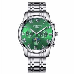 WLISTH Reloj de cuarzo cwp para hombre con subesferas que no funcionan Esfera luminosa Vida resistente al agua Pulsera de acero inoxidable resistente a los arañazos Mi229P