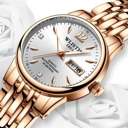 WLISTH femmes montre tungstène acier amoureux Rose femmes Couple montres chinois-anglais calendrier Quartz horloge étanche Watch271R