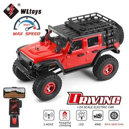 Wltoys 2428 1 24 Mini voiture RC 2.4G avec lumières LED 4WD véhicule à chenilles électrique tout-terrain jouet de camion télécommandé pour enfants 231230