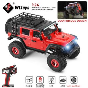Wltoys 2428 1/24 Mini RC Car 2.4G con luces LED 4WD Modelo de vehículo todoterreno Control remoto Camión mecánico de juguete para niños 240105