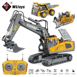 WLtoys aleación 24G Rc coche excavadora volquete excavadoras 11 canales con luces Led ingeniería niños juguete eléctrico 240106