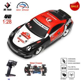 WLTOYS K969 1 28 4WD 24G MINI RC RACING CAR Hoge snelheid Offroad Remote Remote Drift Toys Alloy Voertuig voor kinderen Kinderen cadeau 240411