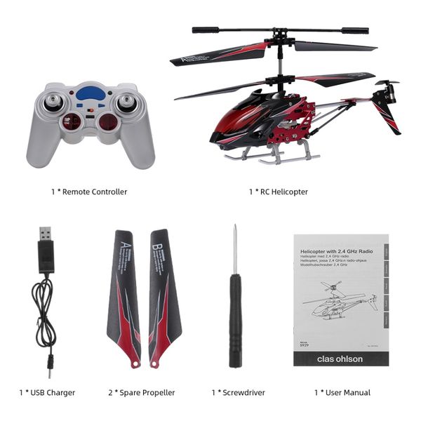 WLToys S929 RC Drone 2.4g 3.5ch Light RC Hélicoptère Jouets pour les cadeaux pour enfants pour enfants débutants