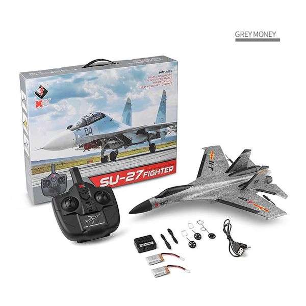 WLTOYS XK A100 2,4 GHz 3CH Remote commande Airplanes Radio Control Glider SU27 J-11 RC Plane Plane Model Toys for Boy Enfants 240507