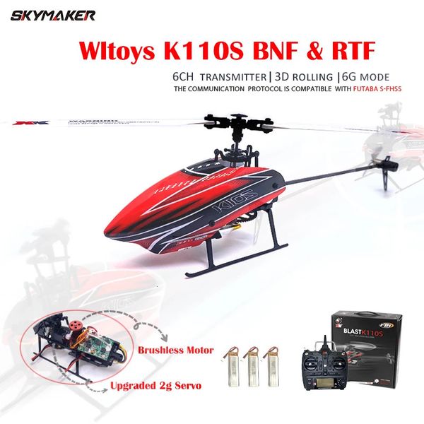 WLTOYS XK K110S RC Helicopter BNF 24G 6CH 3D 6G Sistema Motor sin escobillas Quadcopter Control remoto Juguetes de drones para niños Regalos 240508