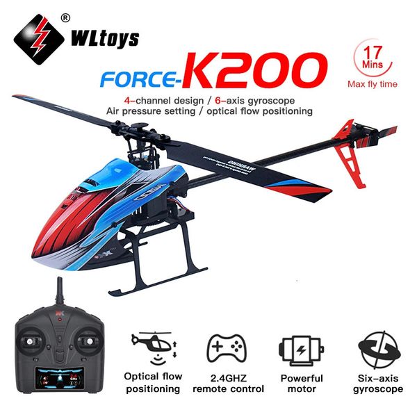 WLTOYS XK K200 RC Hélicoptère 24g 6aix Gyroscope 4CH Altitude Hold Optical Flow Remote Control Toys for Children 240511