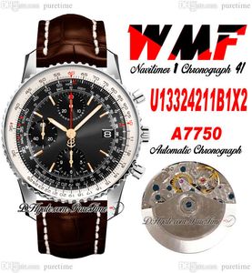 WMF U13324211B1X2 ETA A7750 Montre chronographe automatique pour homme bicolore or rose cadran blanc noir bracelet en cuir marron avec ligne blanche Super Edition Puretime I9
