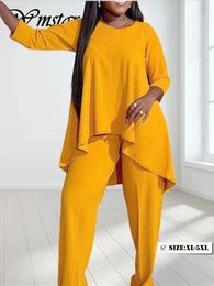 Wmstar grande taille pantalons ensembles femmes deux pièces ensemble décontracté automne tenues solide correspondant ensembles XL-5XL en gros goutte 240125