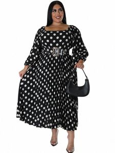 Wmstar Vrouwen Kleding Plus Size Dres met Riem Dot Print Losse Open Rug Elegante Fi Maxi Dr Groothandel Dropship h5Td #