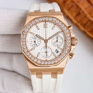 Dames Diamond Watch 7750 Automatisch mechanisch timing uurwerk Horloges 37 mm Saffier Luxe mode rubberen band Klassiek horloge Montre De Luxe