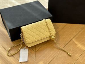 WOC 7A femmes diamant à motifs CC boule d'or chaîne sac à bandoulière Mini luxe concepteur classique sac à rabat