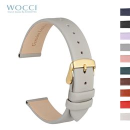 Wocci Elegant Watch Band Cuero genuino 8 mm 10 mm de 12 mm 14 mm 16 mm 18 mm 20 mm 22 mm Correas de reemplazo para femeninas Pulseras de damas 240409