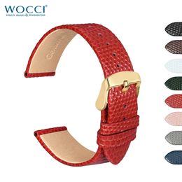 WOCCI bracelets de montre en cuir Grain de lézard 12mm 14mm 16mm 18mm 20mm élégant mince bracelet de montre de remplacement pour femmes dames 240104