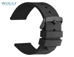 Wocci Silicone Watch Band Smart Riem Black Rubber Replacement Bands 18mm 22 mm 24 mm met zwarte buckle9549765