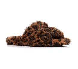 woemsn Mules en peau lainée synthétique à logo brodé Furry Slippers Women's Designer Shoes