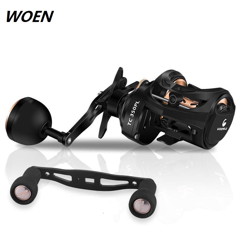 Woen Baitcasting Reels TC351 탄소 휠 바디 느린 흔들 보트 낚시 물 드롭 휠 16kg 제동력