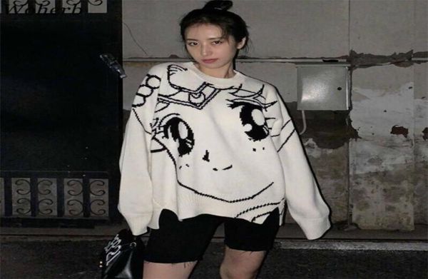 Woherb Streetwear coréen nouvelles femmes pulls pull japonais carton marin lune imprimer Sueter Mujer filles chandails tricotés 2010309560691